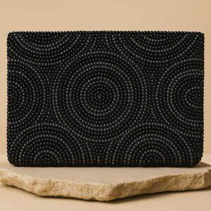 Black Beaded Clutch Purse – Elegant Evening / Party Bag
